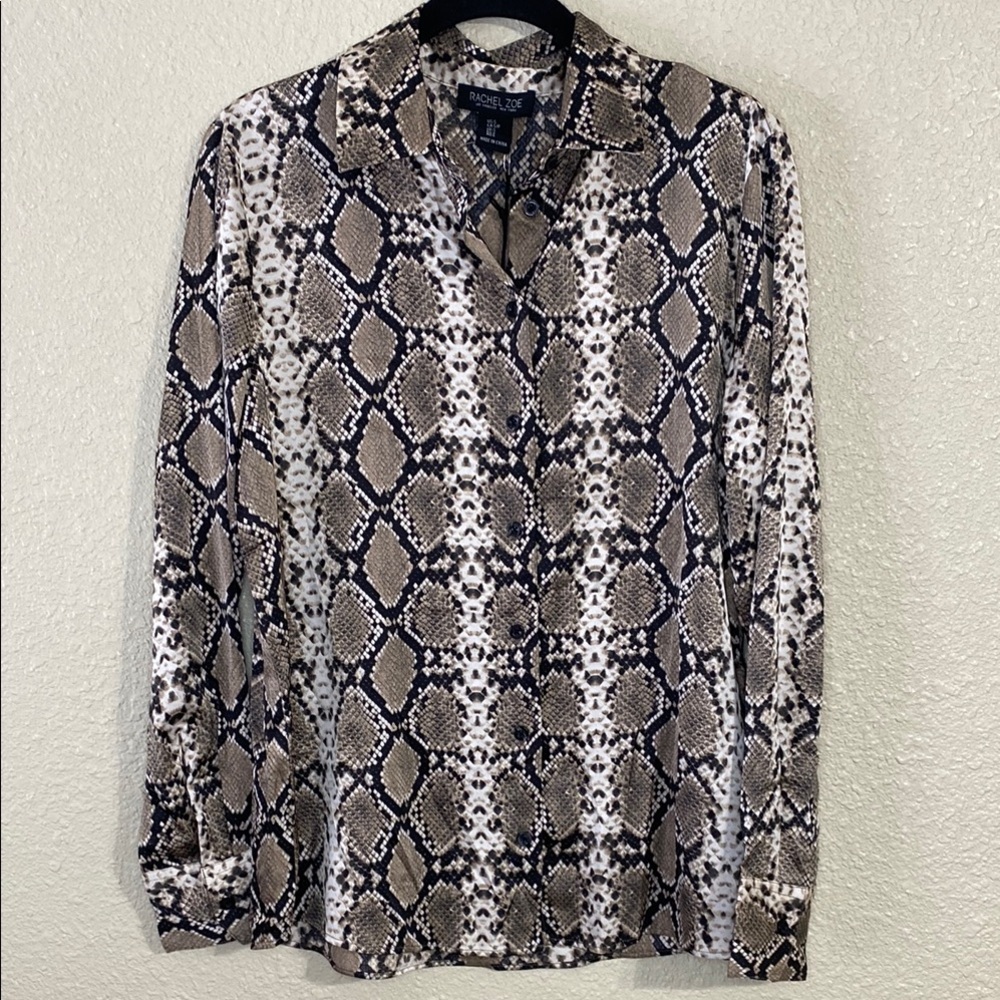 NWT Rachel Zoe Snake Print Button Down Blouse Size S